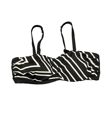 Amoena Convertible Swim Bikini Top Size 12A Stripes Black White NWT • $17.59