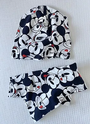 Mickey Mouse Hat Tube Scarf Set Childrens Kids White Black Red Small Boys Girls • £0.99