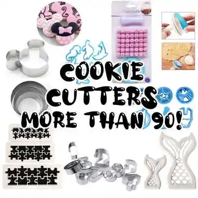 $4.38 • Buy 100 STYLES Cookie Cutter Biscuit Metal Steel Plastic Baking Fondant Embosser