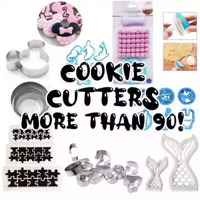 100 STYLES Cookie Cutter Biscuit Metal Steel Plastic Baking Fondant Embosser • $4.38