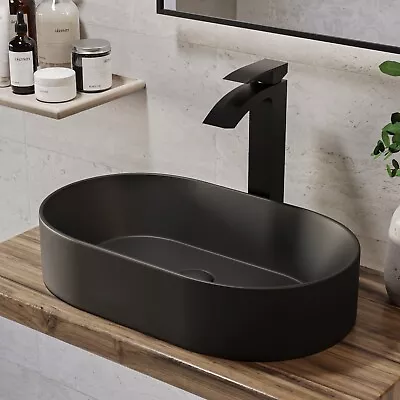 Matt Black Oval Countertop Basin 525mm - Tennessee TENNMB525X300 • £125.92