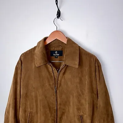 Vintage Gary Player Golf Jacket Bomber Brown Faux Suede Men’s Size Large • $21