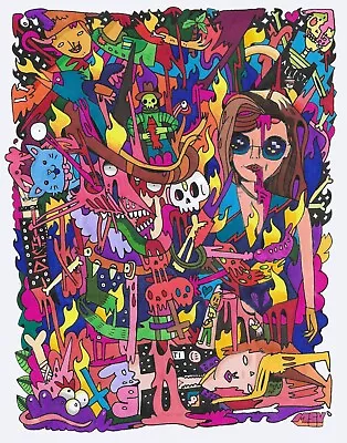 New MSYiii 8.5x10 Signed Drawing Weird Punk Abstract Colorful Street Pop Artwork • $43.99
