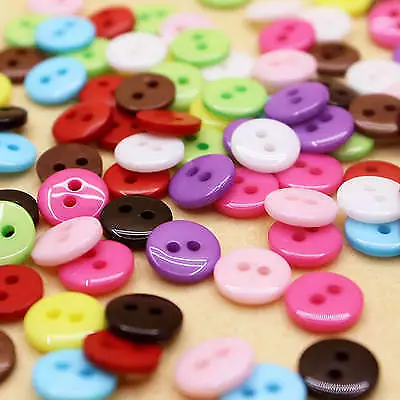 100pcs ROUND /Heart RESIN BUTTONS MIXED COLOURS CRAFT SCRAPBOOK SEWING • $8.74