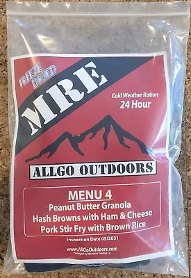 AllGo Outdoors Freeze Dried MCW - Survival Food 24hr Field Ration Menu 4 MRE • $29.99