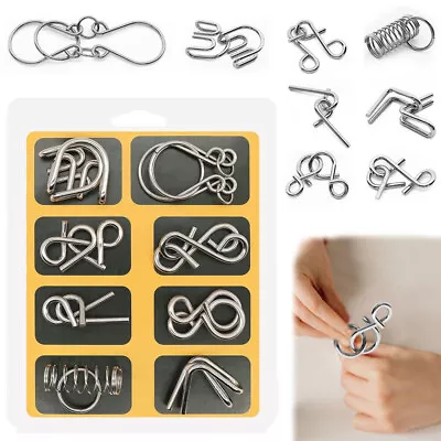 8pcs/set Metal Puzzle Wire IQ Test Mind Game Props Brain Teaser Magic Trick Toys • £5.29