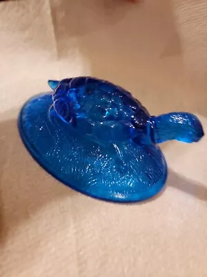 Vintage Smith Wright  Blue Glass Turtle Covered Candy Dish Replacement LID ONLY • $35