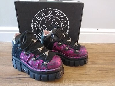 £80 • Buy New Rock Boots Shoes Black Pink Chunky Platform Flatform Goth Punk Alt Rock 40