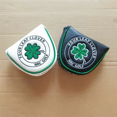 Four Leaf Clover Golf Mallet Putter Cover Magnetic Headcover Lucky Head Cover • $20.59