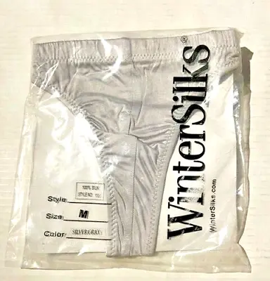 $29 • Buy New Vintage WINTER SILKS Mens Silver Grey Silk Thong String Brief Underwear Sz M