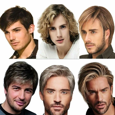 £7.94 • Buy Adults Mens Blonde Short Curly Wig Hair Handsome Male Natural Wigs Cosplay Party
