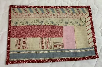 Vintage Patchwork Small Quilt Table Topper Or Doll Quilt Log Cabin Pink White • $7.25