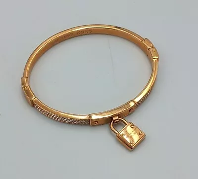 Michael Kors Rose Gold Toned Hinge Bracelet W/ Padlock And Crystal Bands • $1.22