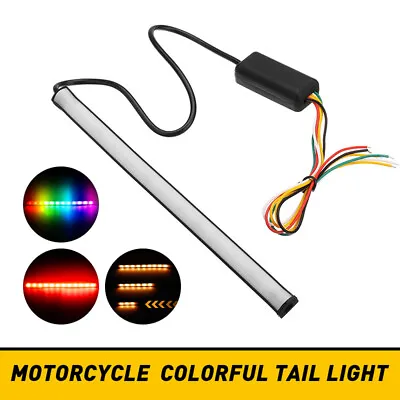 Motorcycle LED Bar Light Strip Rear Tail Brake Turn Signal License Plate Lamp UK • £11.49