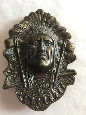 Indian Chief Peace Pipe And Tomahawks Belt Buckle! Vintage! • $24.99