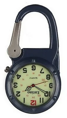 Entino Brand Silver Clip On Blue Carabiner Sturdy FOB Watch Military Style • £12.49