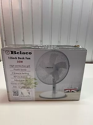 Belaco 12inch Table Fan Desk Fan With 3 Speed Oscillating Cooling Fan Stand Fan • £17.99