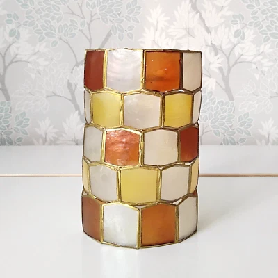 Cylinder Capiz Shell Pendant Ceiling Light Shade 8  Multicoloured Check  • £16.99