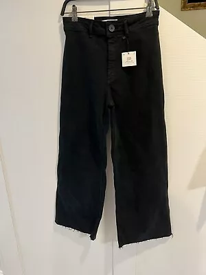 NEW ZARA THE MARINE STRAIGHT HIGH RISE JEANS Pure  Black WAIST 29  Size 8 #7428 • $33.99