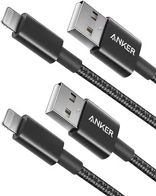 Anker 2-Pack 3.3ft Premium Nylon Lightning Cable Apple MFi Certified For IPhone • £17.99
