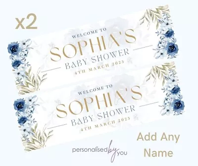 2x Personalised BABY SHOWER / GENDER REVEAL Banners LARGE Party Poster Flowers • £5.95