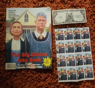 The Big Clinton Joke Book Political Satire And 3 Dollar Bill Stamps HillaryBill • $19.99