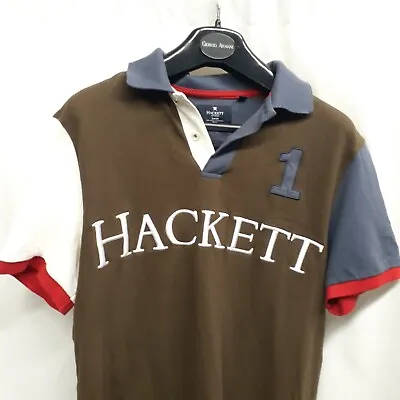 Hackett London Polo Shirt Mens Slim Fit Small Short Sleeve Cotton Colorblock Bro • $29.71