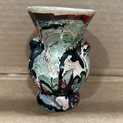 Vtg 1940 Morton Pottery Urn Vase End Of Day Beautiful Colorful Swirl Vase • $24