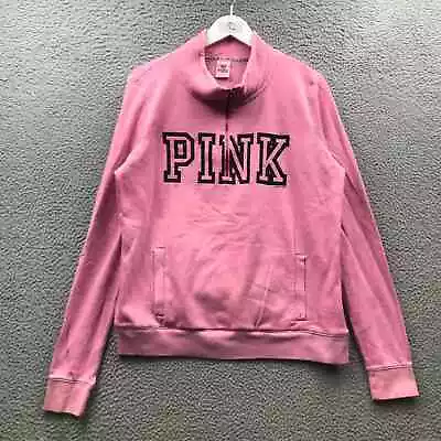 Pink Victoria's Secret 1/2 Zip Sweatshirt Pullover Women's Large L Graphic Pink • $24.99