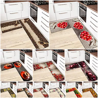 Non Slip Kitchen Fruit Design Runner Mat Soft Low Pile Washable Kitchen Door Mat • £9.29
