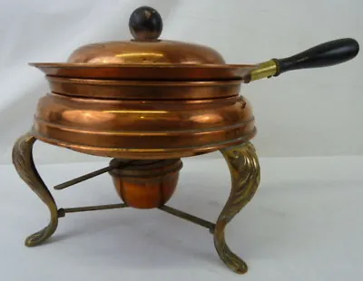 Vintage Mid Century Modern Copper Brass Fondue Pot Chaffing Dish • $54.95
