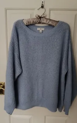 H&M Logg Baby Blue Oversized Soft Chunky Mohair Blend Jumper Size L  / UK14 • £9.99