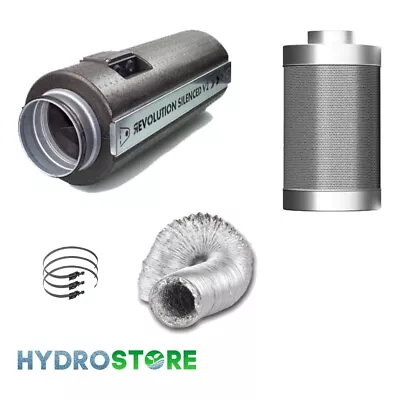 6″ (150mm) Revolution Silenced V2 Stratos AC & CarboAir 50 Fan & Filter Kit. • £354.95