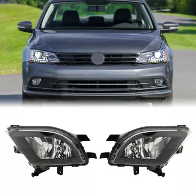 Pair Fit 2015-2018 VW Volkswagen Jetta MK6 Clear Lens Fog Lights Lamps No Wiring • $53