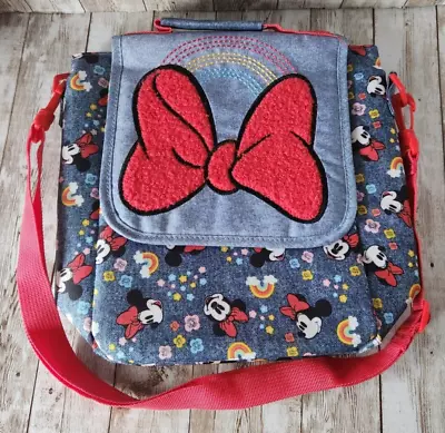 Disney Store Minnie Mouse Bow Denim Rainbow Print Insulated Lunch Bag NWOT • $10.99