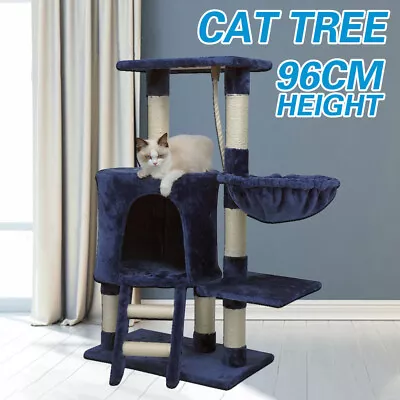 Cat Tree Scratching Post Scratcher Pole Gym House Furniture Multi Level 96CM • $41.89