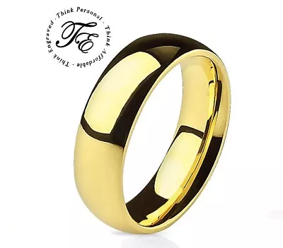 Men's Gold Promise Ring Or Wedding Band - Beveled Stainless Steel 6mm • $13.50