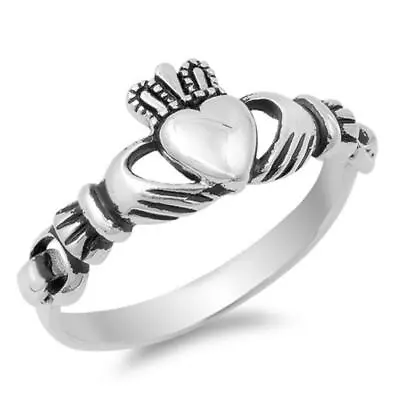 Irish Claddagh Heart Friendship Ring New .925 Sterling Silver Band Sizes 4-10 • $13.79