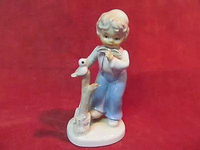 Vintage 4 3/4  Little Boy And Bird Porcelain Figurine Vimax Creations Japan • $6.22