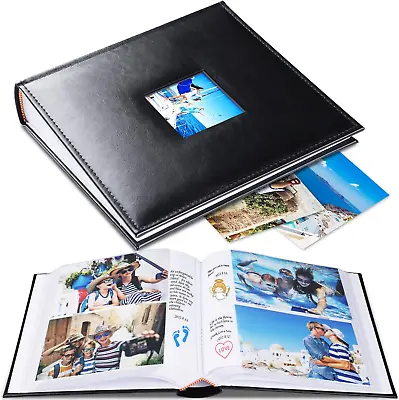 Photo Album 4X6 220 Photos With Memo Slip-In Pockets Premium Leather Cover Pict • $35.45