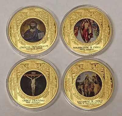 Religious Gold Plated Medals Lot Of 4 Unc • $10.50