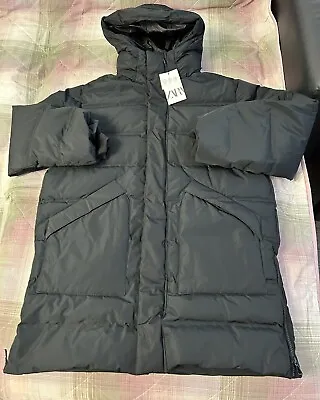Zara Water-repellent Feather & Down Puffer Jacket. Black. 3121/756 Size 13-14 Y • £39.99