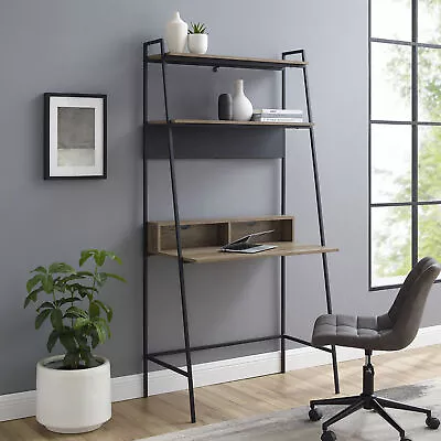 Metal Wood Ladder Computer Home Office Workstation Writing Desk Table 2 Shelves • £49.99