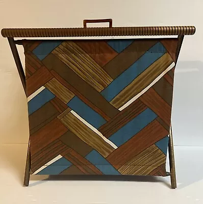 Vintage Knitting Sewing Yarn Bag. Folding Wood Frame. • $23.99