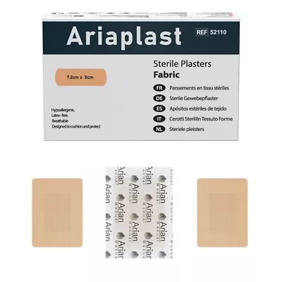 AriaPlast Sterile Fabric First Aid Wound Plasters- 7.2cm X 5cm Pack Of 50's • £5.50