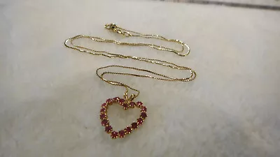 Gorgeous Dainty Vintage Estate Jewelry 14K Gold / Ruby Heart Pendant / Necklace • $249.99