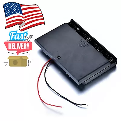 Black Enclosed Battery Holder Connector Box Case  8X AA  12V With Cord In US   • $10.60