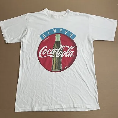 VINTAGE Coca Cola Shirt Adult Extra Large White Drinks Mens Coke 90s Soda Pop • $22.49