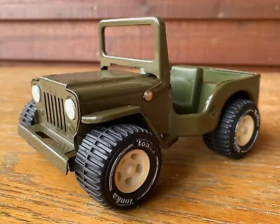 Vintage 70's Tonka 6  Army Military Jeep Green Pressed Steel Metal • $32