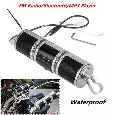 Silver Bluetooth Speaker MP3 FM Motorcycle Audio Radio Sound System Stereo • $56.99